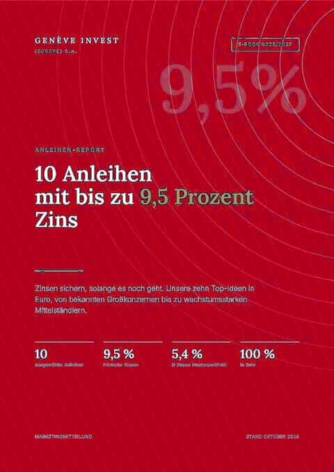 Cover des E-Books 10 Anleihen mit bis zu 9,5 Prozent Zins